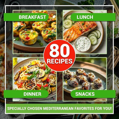 🥗 Mediterranean Meal Prep Starter Kit – 6-Piece Portion Set with 4-Week Guide & 80 Delicious Recipes 🍋