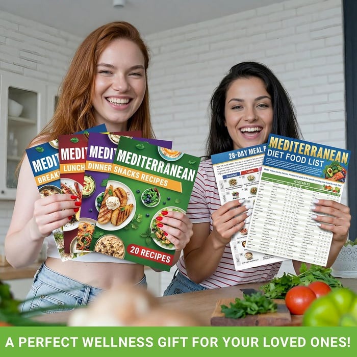 🥗 Mediterranean Meal Prep Starter Kit – 6-Piece Portion Set with 4-Week Guide & 80 Delicious Recipes 🍋