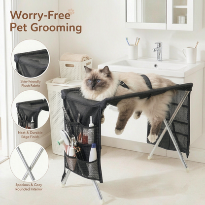 🐾Cozy 2-in-1 Foldable Pet Grooming Lounger & Travel Bed