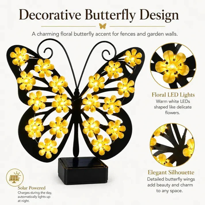 🔥 Selling Fast——Solar Metal Butterfly Wall Lights Outdoor Decor🦋