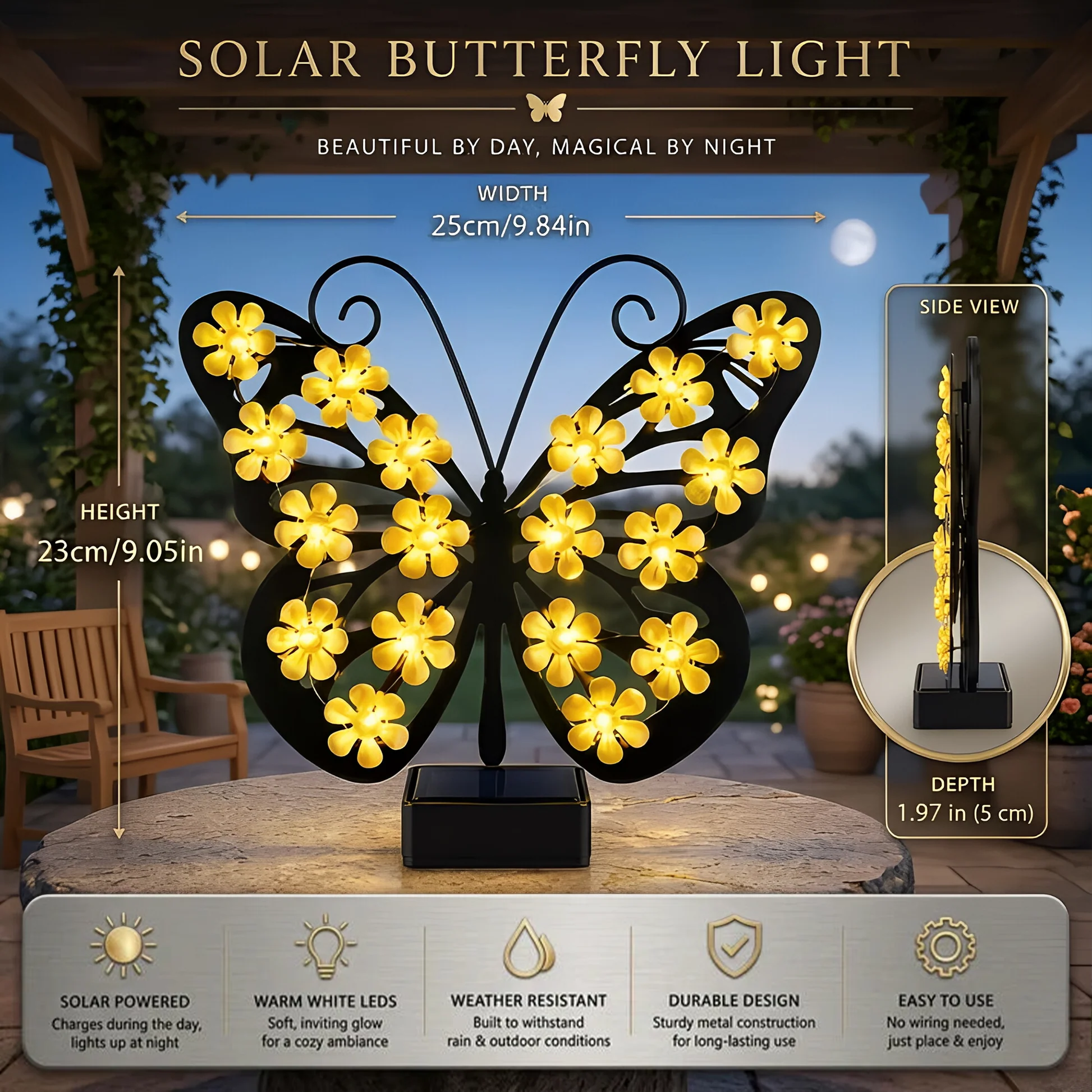 🔥 Selling Fast——Solar Metal Butterfly Wall Lights Outdoor Decor🦋