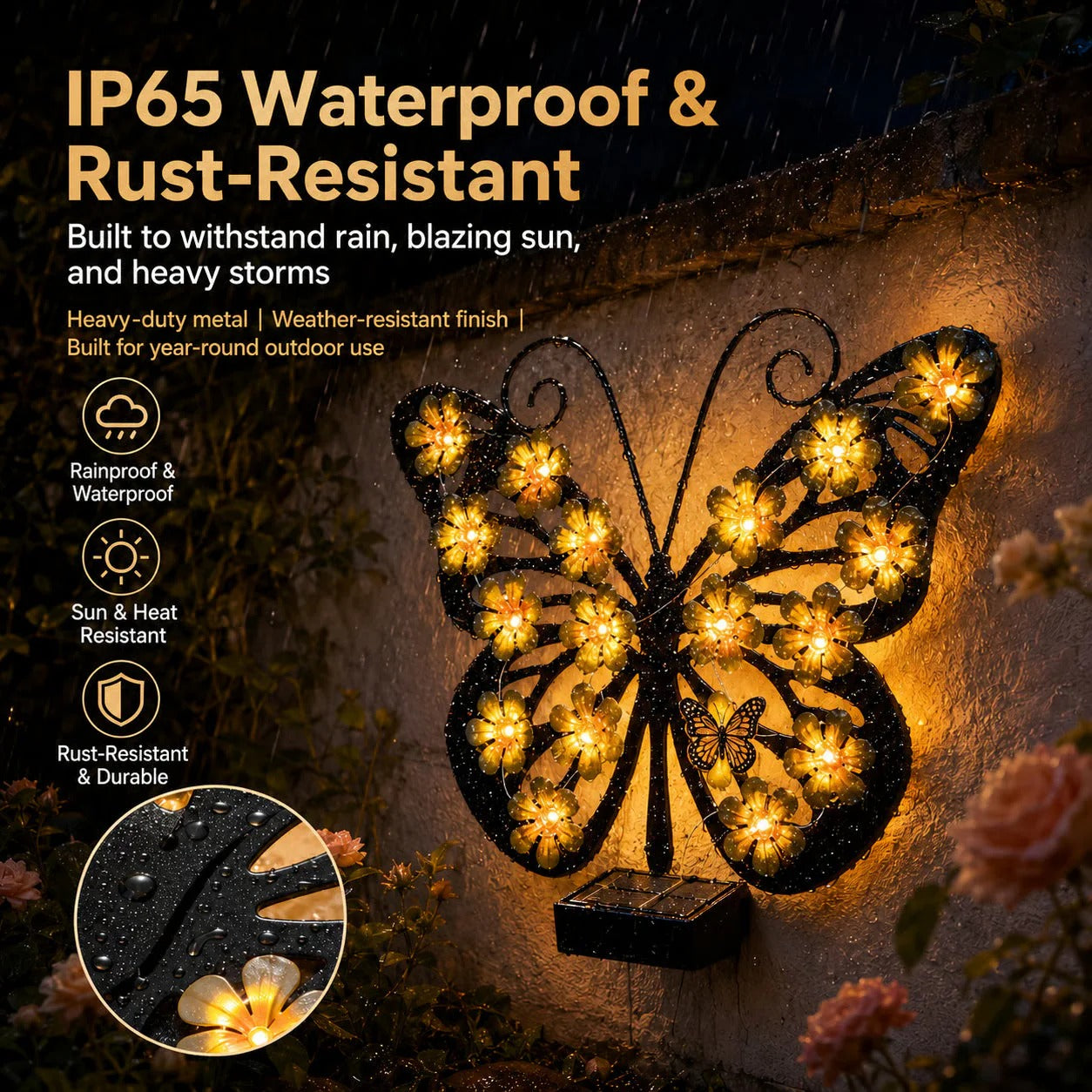 🔥 Selling Fast——Solar Metal Butterfly Wall Lights Outdoor Decor🦋