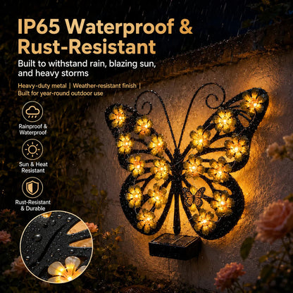 🔥 Selling Fast——Solar Metal Butterfly Wall Lights Outdoor Decor🦋