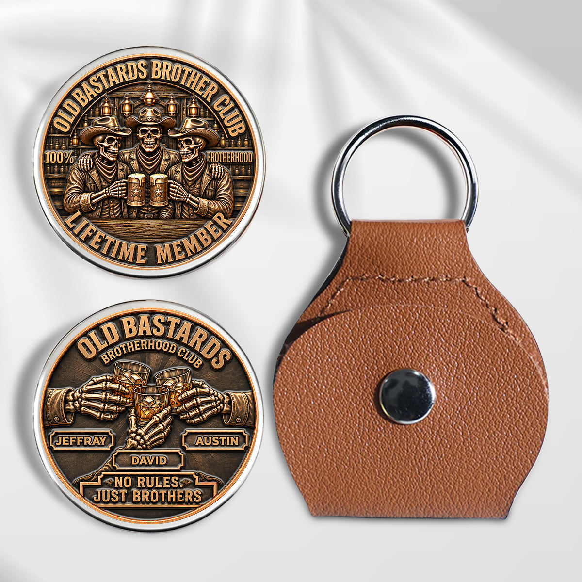 🤝🪙 Brotherhood Never Fades – Personalized Pocket Hug Coin Keychain