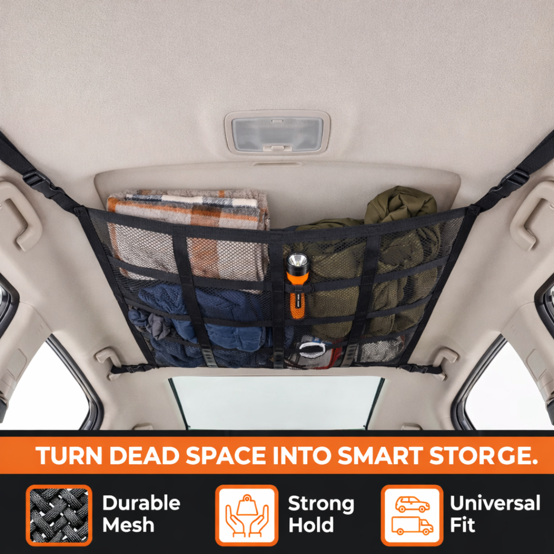 🚗 Overhead Car Cargo Net – Space-Saving Interior Storage Organizer