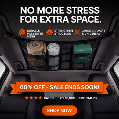 🚗 Overhead Car Cargo Net – Space-Saving Interior Storage Organizer