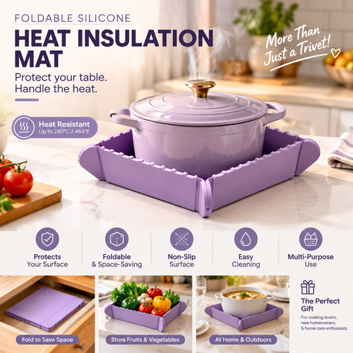 🍳 Foldable Magnetic Silicone Trivet – Heat-Resistant Pot Mat & Kitchen Tray