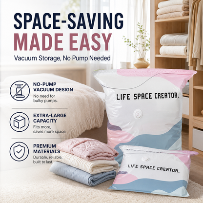 📦 Pump-Free Vacuum Storage Bags – Space-Saving Storage for Home
