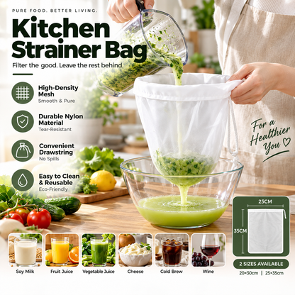 🔥 10,000+ Sold | Reusable Ultra-Fine Mesh Straining Bag with Secure Drawstring ✅