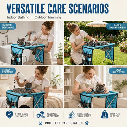 🐾Cozy 2-in-1 Foldable Pet Grooming Lounger & Travel Bed