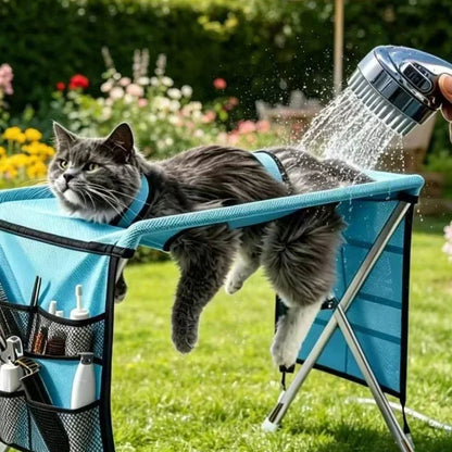 🐾Cozy 2-in-1 Foldable Pet Grooming Lounger & Travel Bed