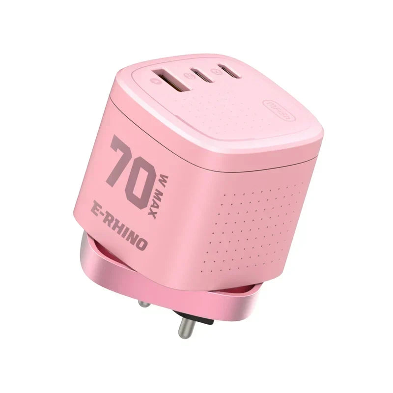 ⚡ 70W GaN Travel Charger – 3 Ports with Rotating Plug