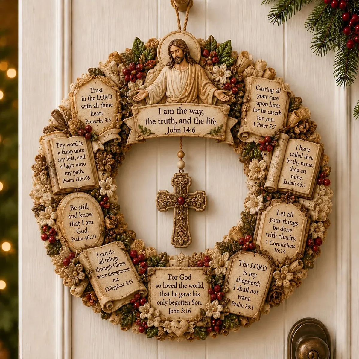 ✝️ Grace-Filled Scripture Wreath Wall Decor | Faith-Inspired Accent for Home, Entryway & Prayer Space