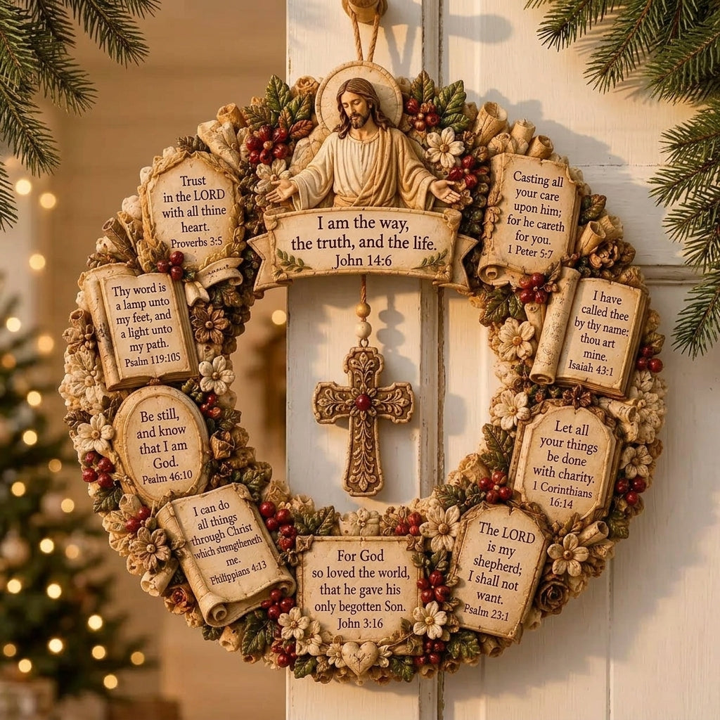 ✝️ Grace-Filled Scripture Wreath Wall Decor | Faith-Inspired Accent for Home, Entryway & Prayer Space