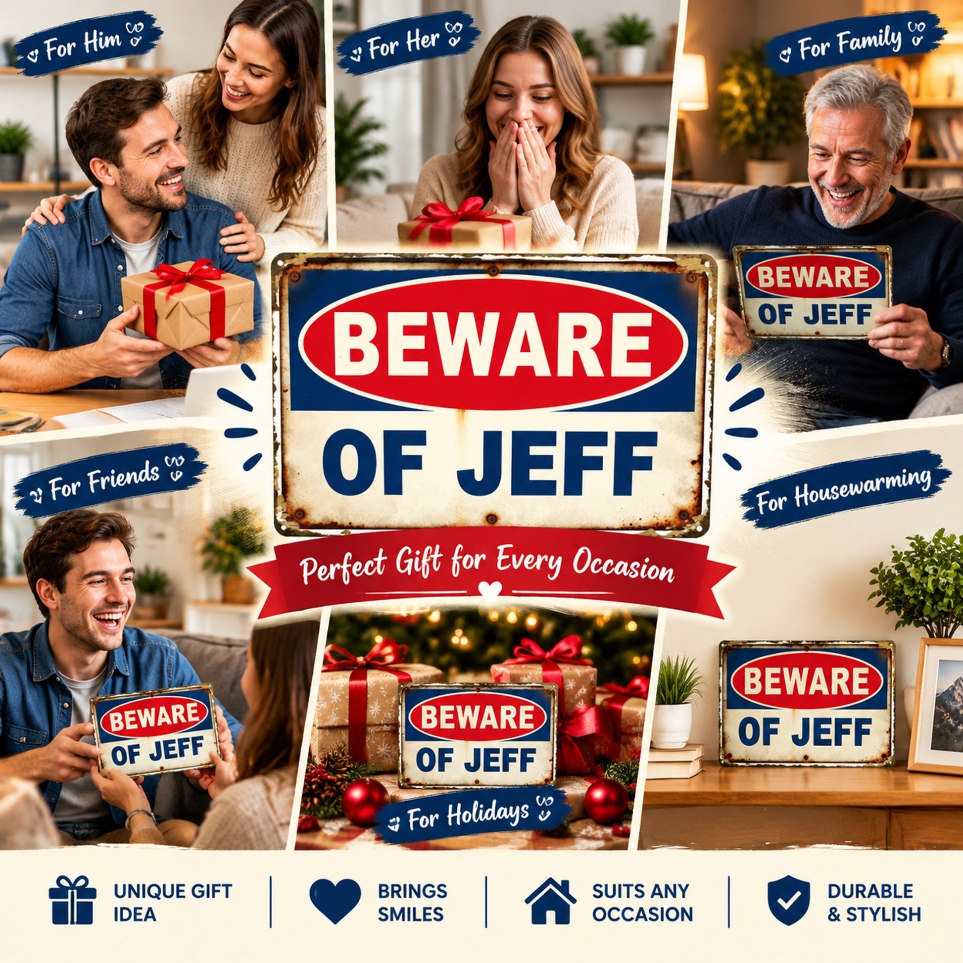 Beware of Jeff Metal Sign – Funny Vintage Garage Warning Sign