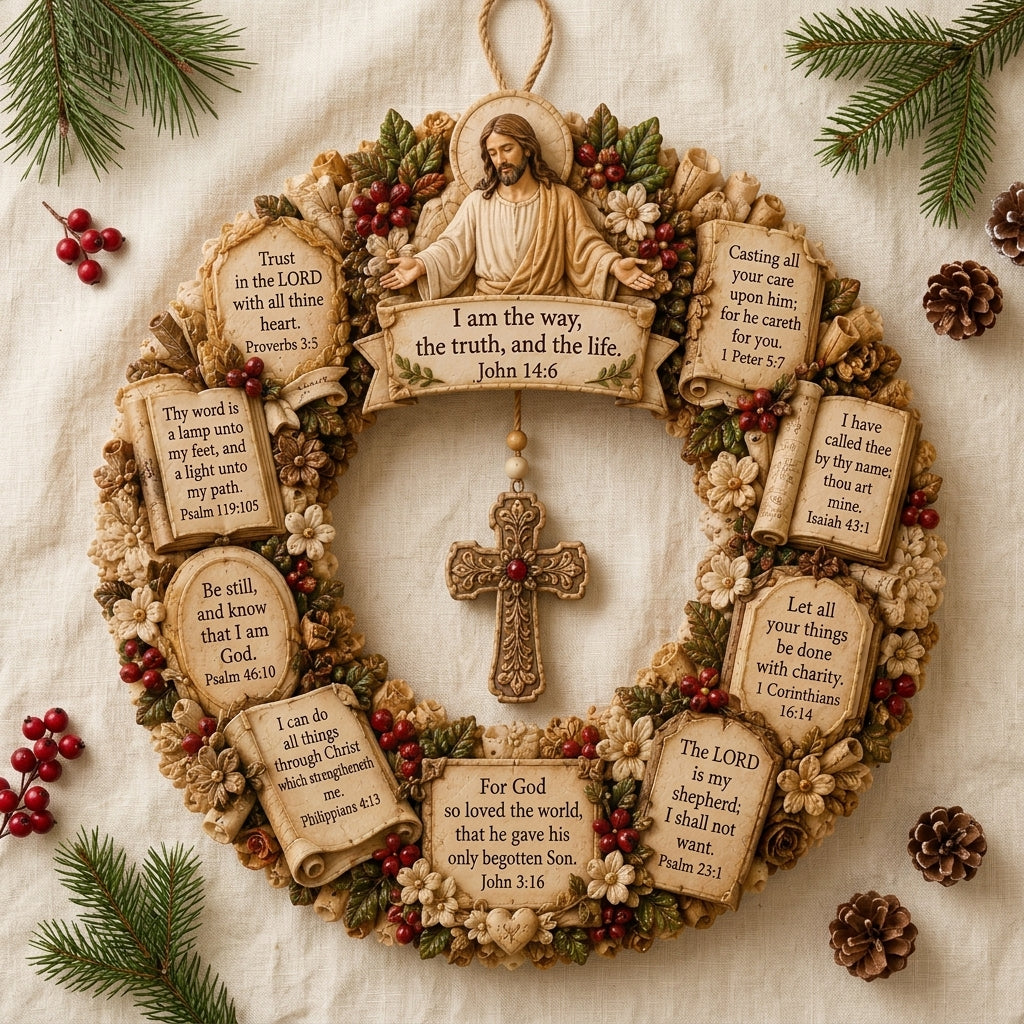 ✝️ Grace-Filled Scripture Wreath Wall Decor | Faith-Inspired Accent for Home, Entryway & Prayer Space