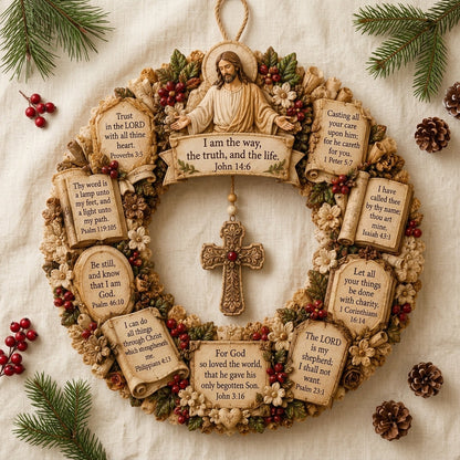 ✝️ Grace-Filled Scripture Wreath Wall Decor | Faith-Inspired Accent for Home, Entryway & Prayer Space