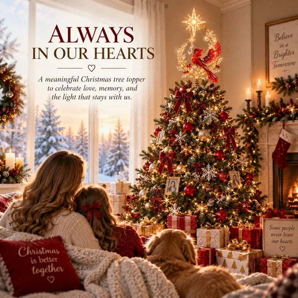 Scarlet Guardian – Lighted Tree Topper with Warm Glow | Christmas Star Decor🐦