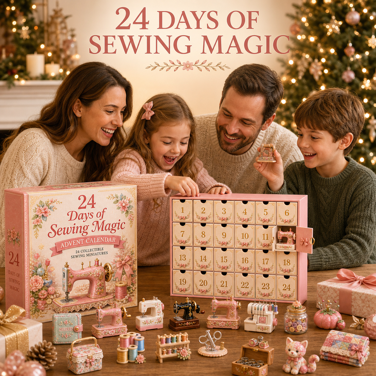 🎉🇺🇸 Limited Edition! 🔥 Only 250 Available! 🌟24 Days of Sewing Magic Advent Calendar – Christmas Countdown Gift for Sewing Lovers