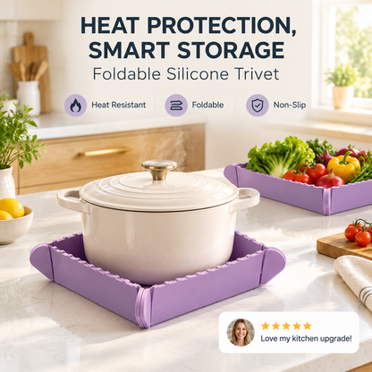 🍳 Foldable Magnetic Silicone Trivet – Heat-Resistant Pot Mat & Kitchen Tray