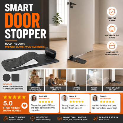 Hands-Free Door Stop 🚪 – Foot-Operated Floor Holder with No Drilling Required
