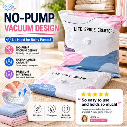📦 Pump-Free Vacuum Storage Bags – Space-Saving Storage for Home