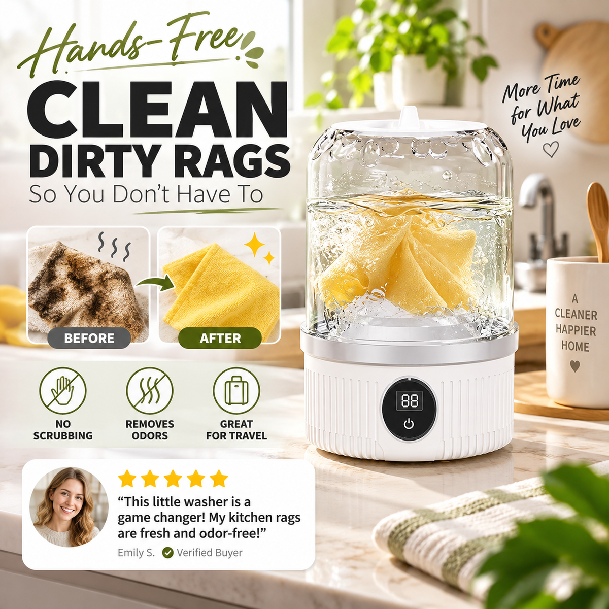 Compact Cordless Laundry Washer for Delicates, Socks & Underwear 🧺 USB Rechargeable ⚡