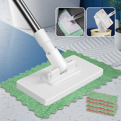 🧹Disposable Dust Mop with 4 Reusable Cloths✨Lightweight Floor Dusting Mop For Hardwood Tile Floors