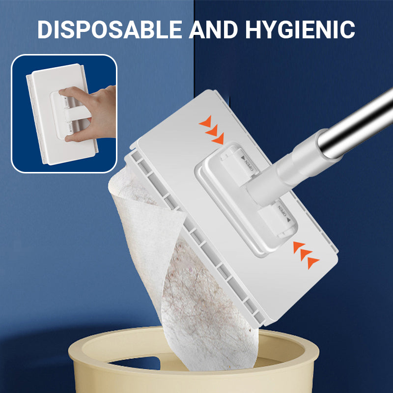 🧹Disposable Dust Mop with 4 Reusable Cloths✨Lightweight Floor Dusting Mop For Hardwood Tile Floors