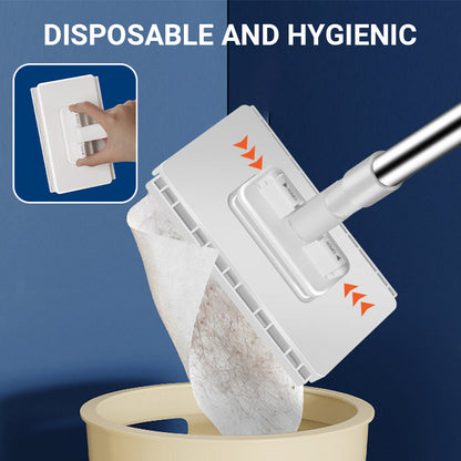 🧹Disposable Dust Mop with 4 Reusable Cloths✨Lightweight Floor Dusting Mop For Hardwood Tile Floors
