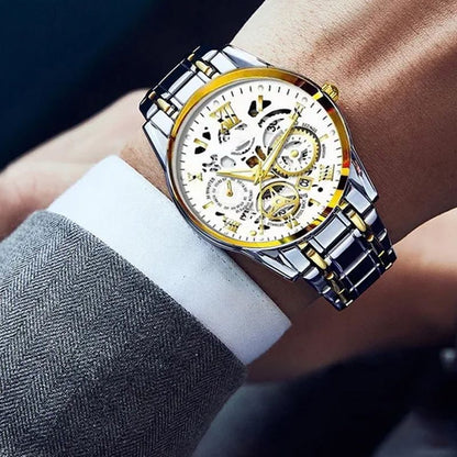 🔥Men's Waterproof Roman Skeleton Automatic Mechanical Watch