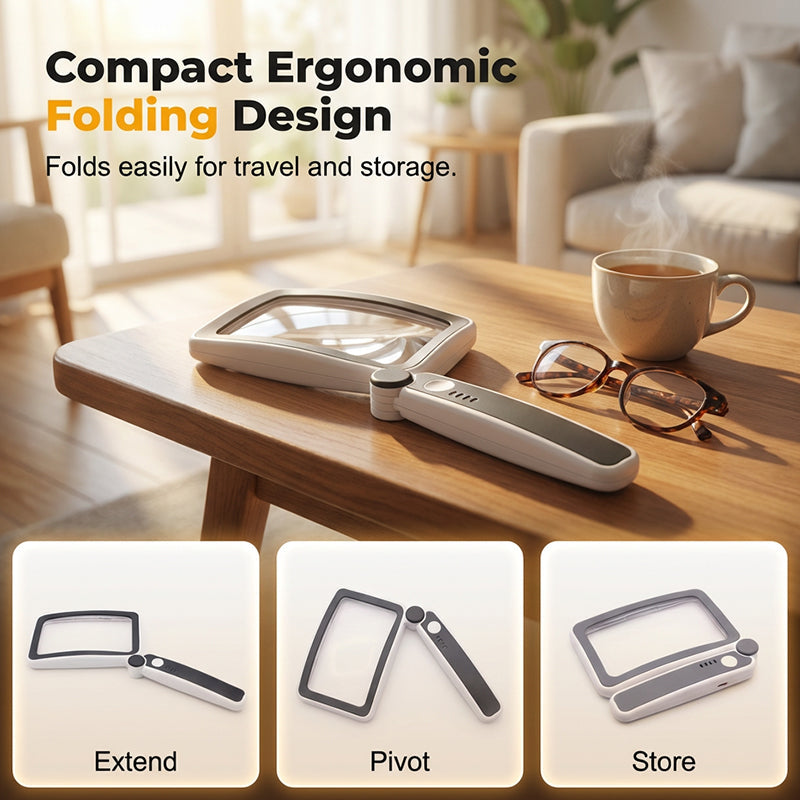 🔥 Hot Sale! Folding Handheld Magnifying Glass with LED Light for Easy Reading🔍