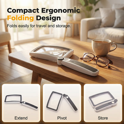 🔥 Hot Sale! Folding Handheld Magnifying Glass with LED Light for Easy Reading🔍
