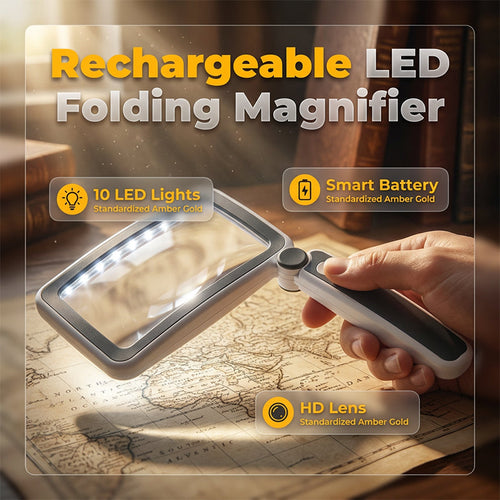 🔥 Hot Sale! Folding Handheld Magnifying Glass with LED Light for Easy Reading🔍