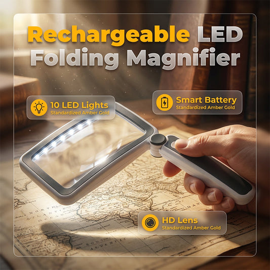 🔥 Hot Sale! Folding Handheld Magnifying Glass with LED Light for Easy Reading🔍