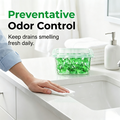 🥳2026 HOT SALE🥳💞50K+ SOLD!🏠💧 50% OFF! Drain Deodorizer Pods – Bio‑enzyme formula neutralizes smells at the source. Instant fresh scent, no harsh chemicals. Say goodbye to embarrassing odours. 🚰✅
