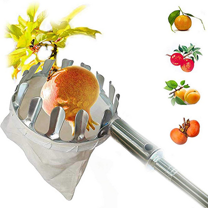 Long-Reach Fruit Picker 🍎 – Metal Basket with Catch Bag | 50% OFF