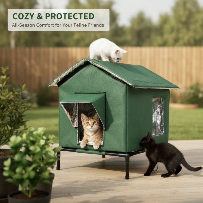 Elevated Outdoor Cat Shelter 🐈 – Waterproof Foldable Insulated House