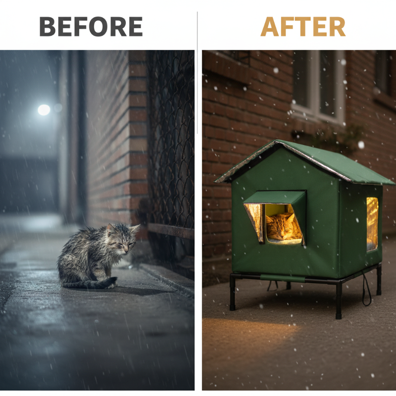 Elevated Outdoor Cat Shelter 🐈 – Waterproof Foldable Insulated House
