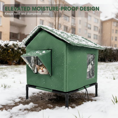 Elevated Outdoor Cat Shelter 🐈 – Waterproof Foldable Insulated House