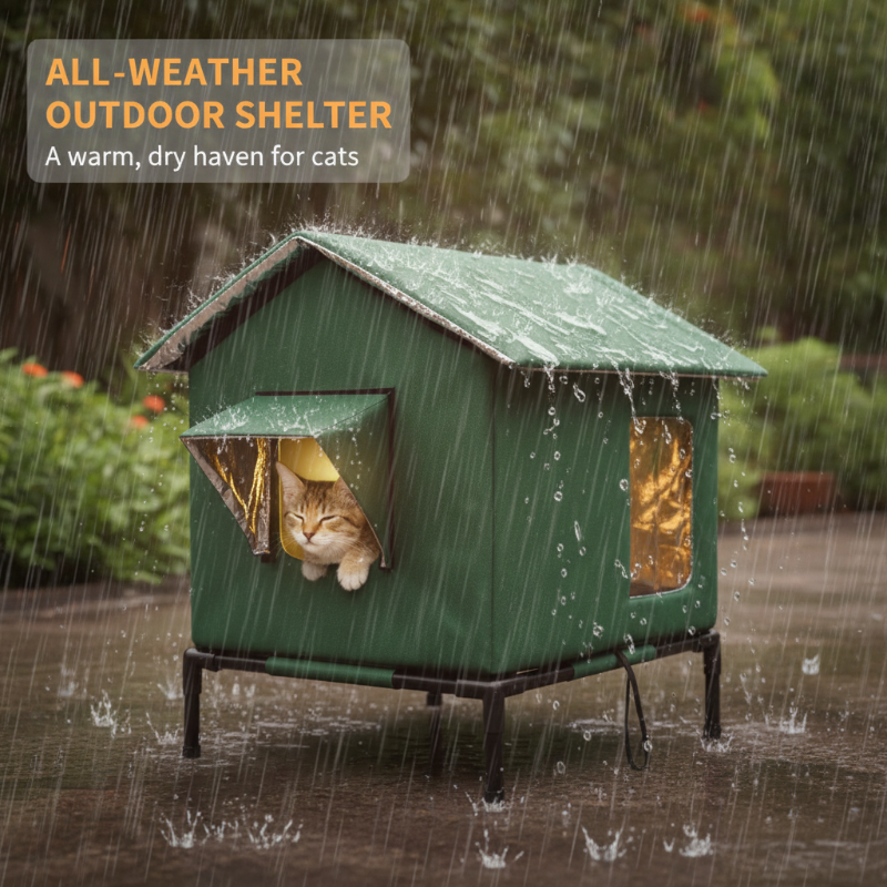 Elevated Outdoor Cat Shelter 🐈 – Waterproof Foldable Insulated House
