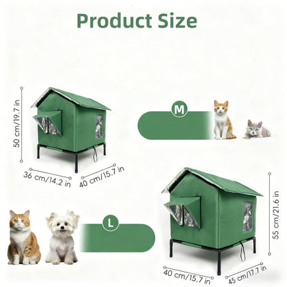 Elevated Outdoor Cat Shelter 🐈 – Waterproof Foldable Insulated House