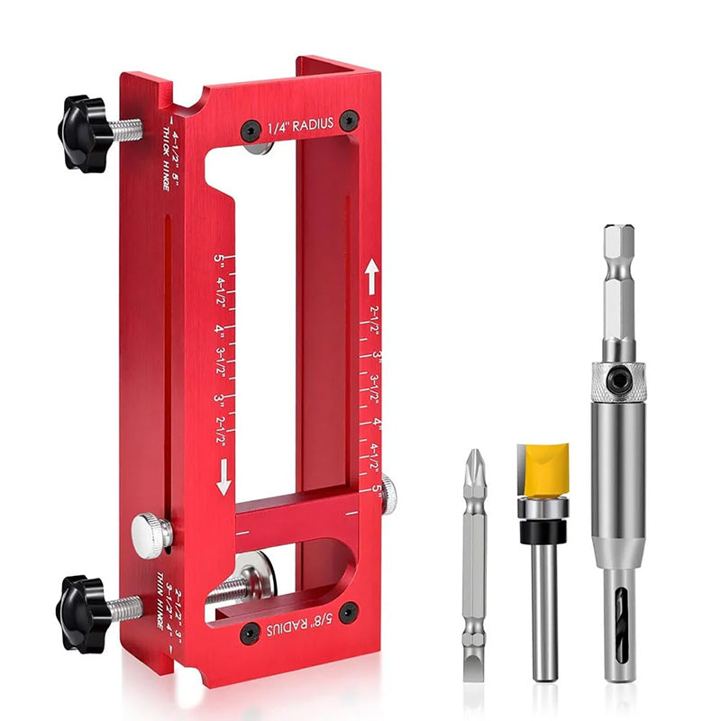 Adjustable Door Hinge Routing Jig 🔧 – 6061 Aluminum Precision Guide, 2.5"–5"