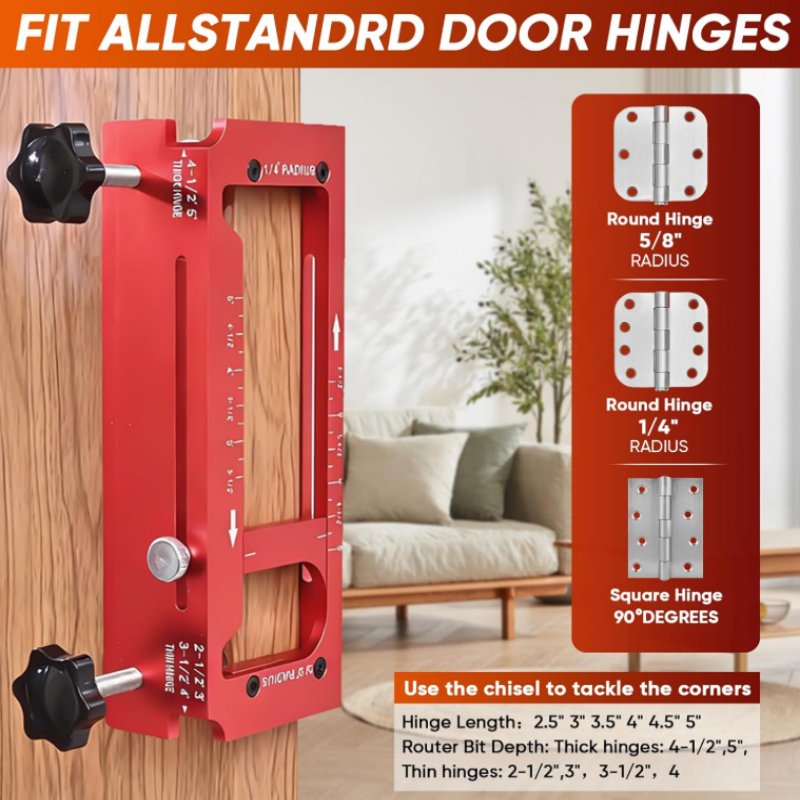 Adjustable Door Hinge Routing Jig 🔧 – 6061 Aluminum Precision Guide, 2.5"–5"