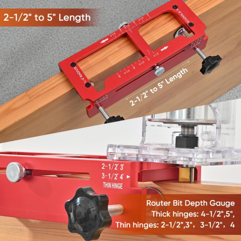 Adjustable Door Hinge Routing Jig 🔧 – 6061 Aluminum Precision Guide, 2.5"–5"