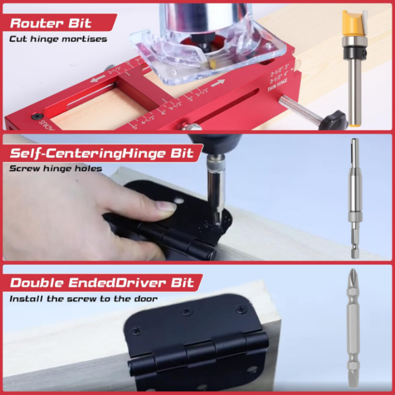 Adjustable Door Hinge Routing Jig 🔧 – 6061 Aluminum Precision Guide, 2.5"–5"