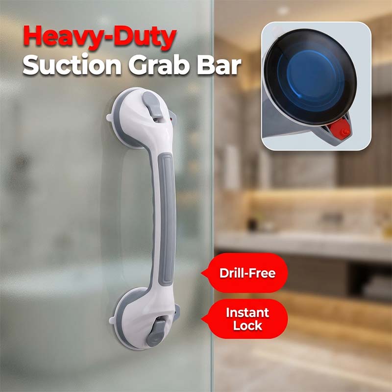 🚿 Removable Bathroom Support Handle ✨ No-Drill Suction Mount for Tile & Glass, Reusable Stability Aid for Safer Showers and Tubs 🔒