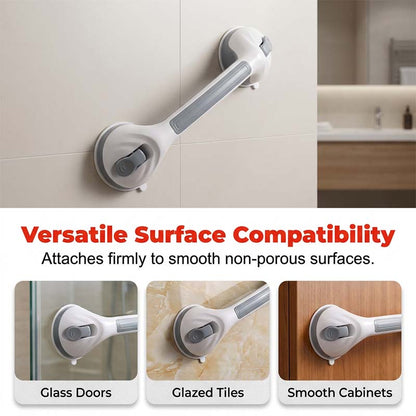 🚿 Removable Bathroom Support Handle ✨ No-Drill Suction Mount for Tile & Glass, Reusable Stability Aid for Safer Showers and Tubs 🔒