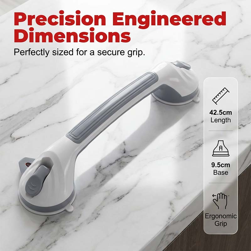🚿 Removable Bathroom Support Handle ✨ No-Drill Suction Mount for Tile & Glass, Reusable Stability Aid for Safer Showers and Tubs 🔒