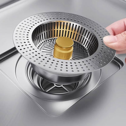 Push-Button Sink Drain Stopper 🚰 – Built-In Strainer & Odor Control